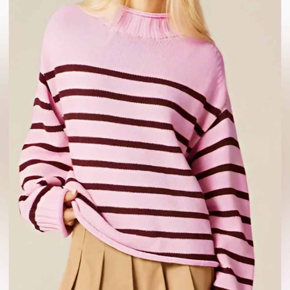 No Brand Oversized Pink Stripe Sweater